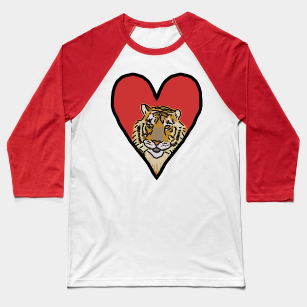 My Tiger Love on Valentines Day Graphic Baseball T-Shirt by ellenhenryart